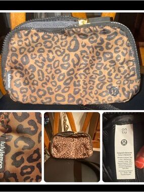 lululemon athletica Leopard Print Zip Pouch in Brown and Black